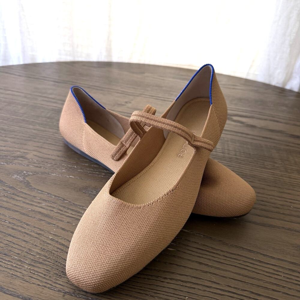 Women’s Tan Knit Mary Jane Flats